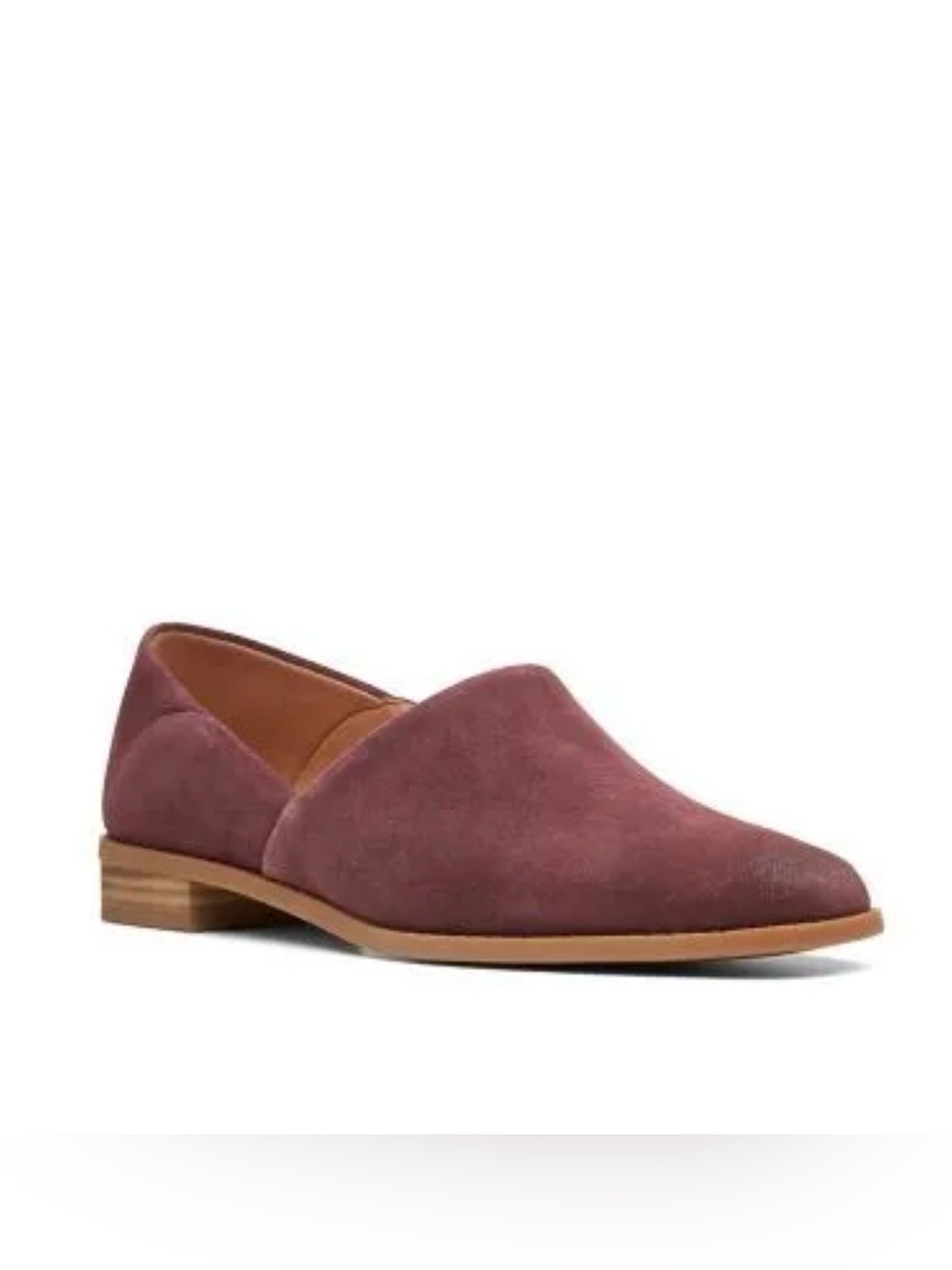 Clarks Women's Pure Belle Dress Loafer Burgundy Red Suede 6.5
